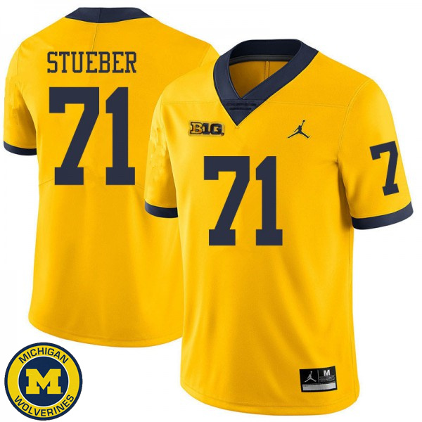 Men University of Michigan #71 Andrew Stueber Yellow Jordan Brand NCAA Football Jersey